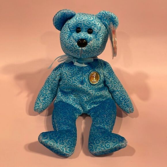 2001 Vintage Ty Original Beanie Baby Classy The Peoples Choice Blue Bear NWT EC - Picture 1 of 10